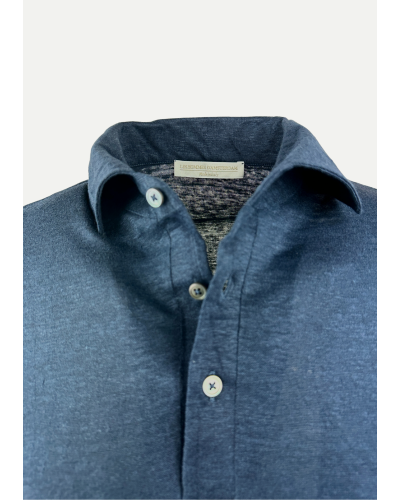 Les Hommes d'Amsterdam - Polo one piece collar linen - Navy