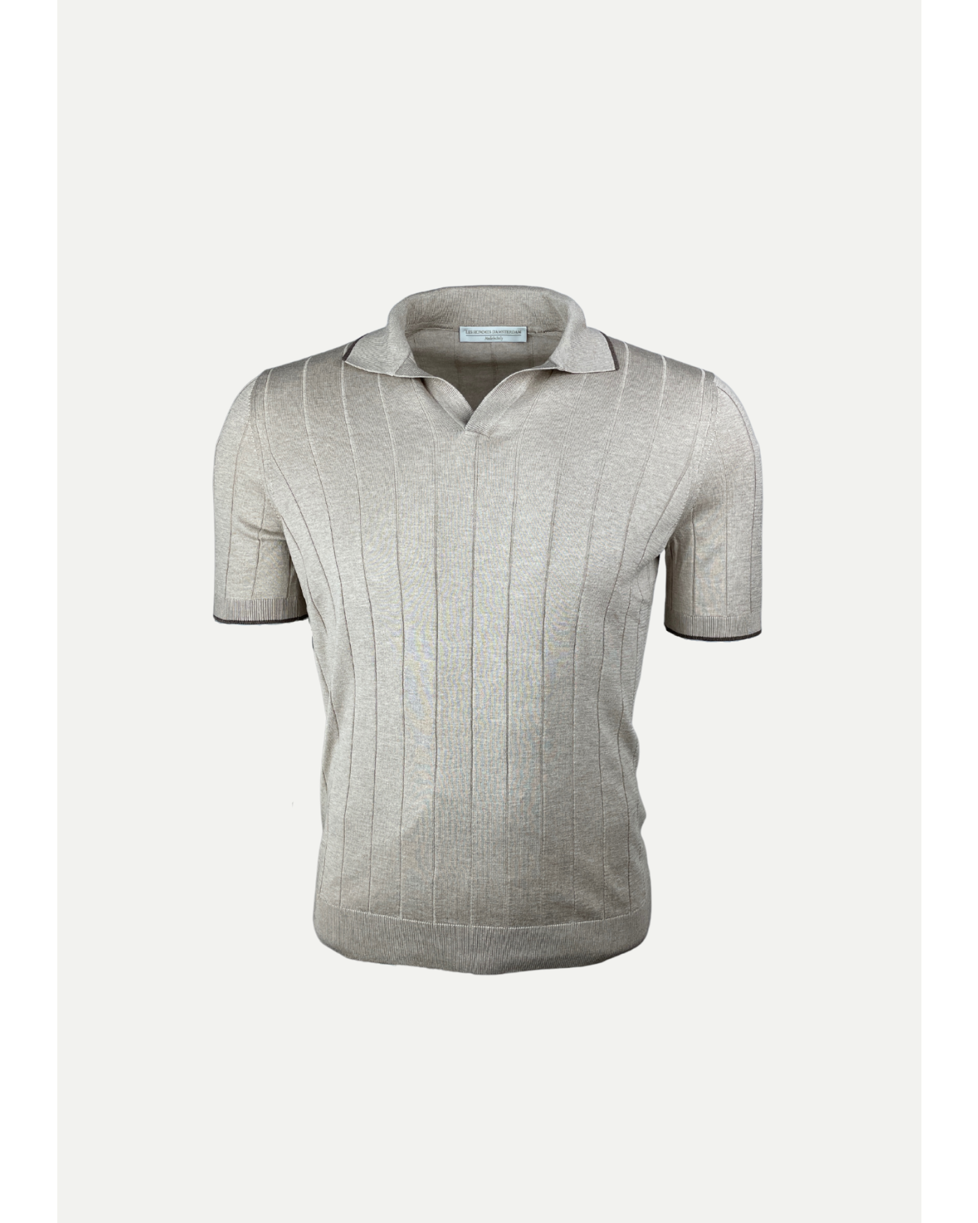 Polo short sleeve with stripes - Silk - Sand