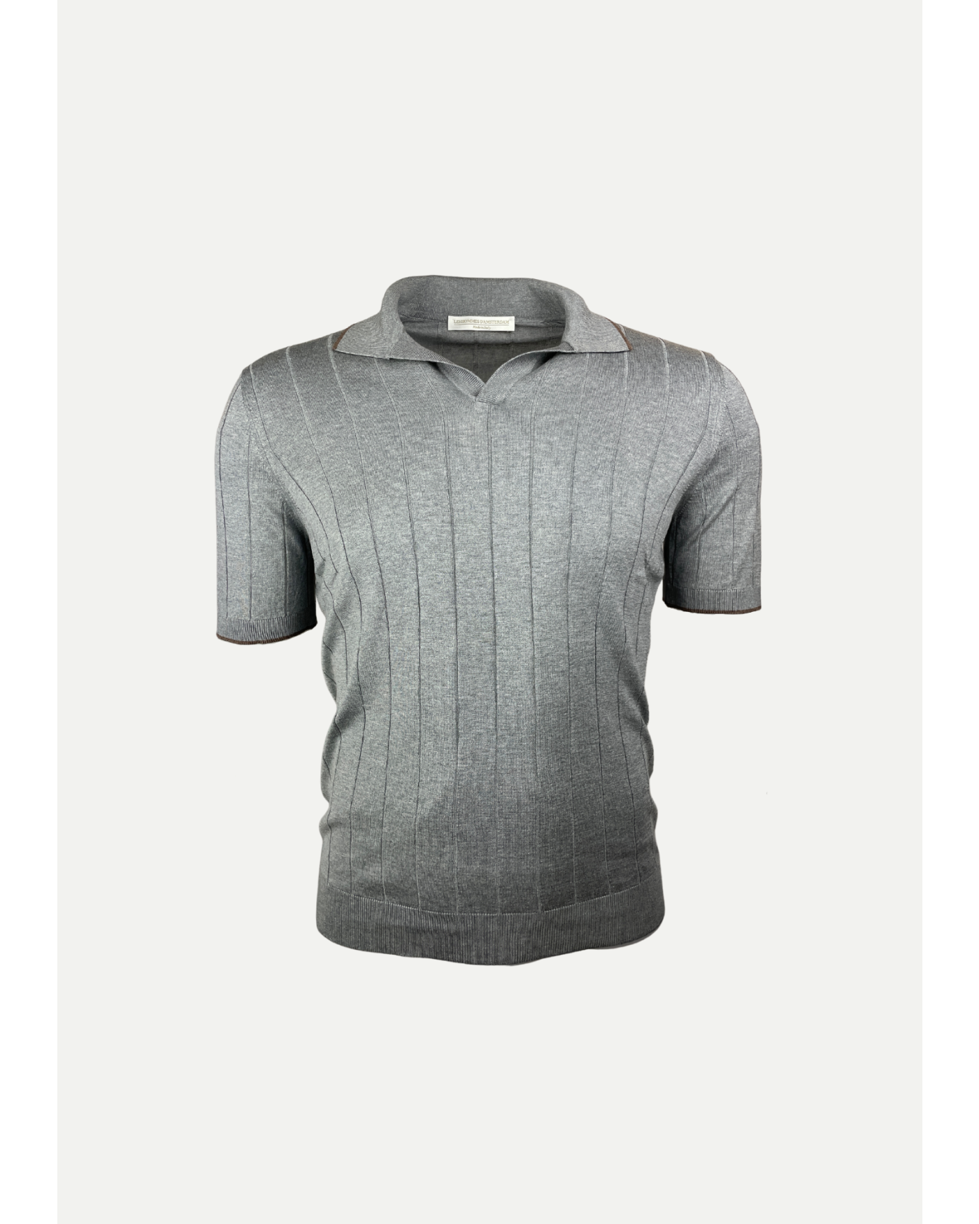 LHDA - Polo short sleeve with stripes - Silk - Light grey