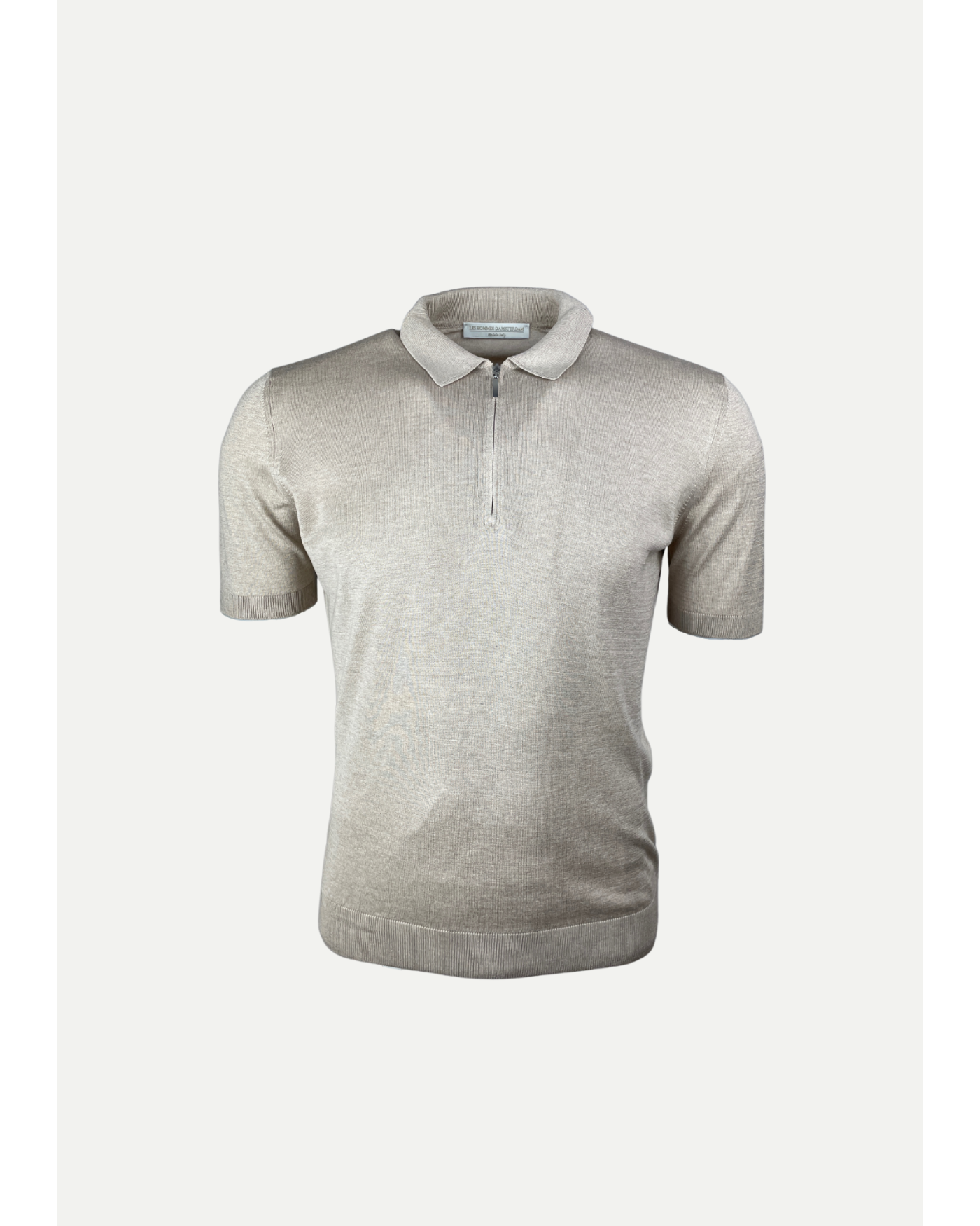 Polo short sleeve - Half zip - Silk - Taupe