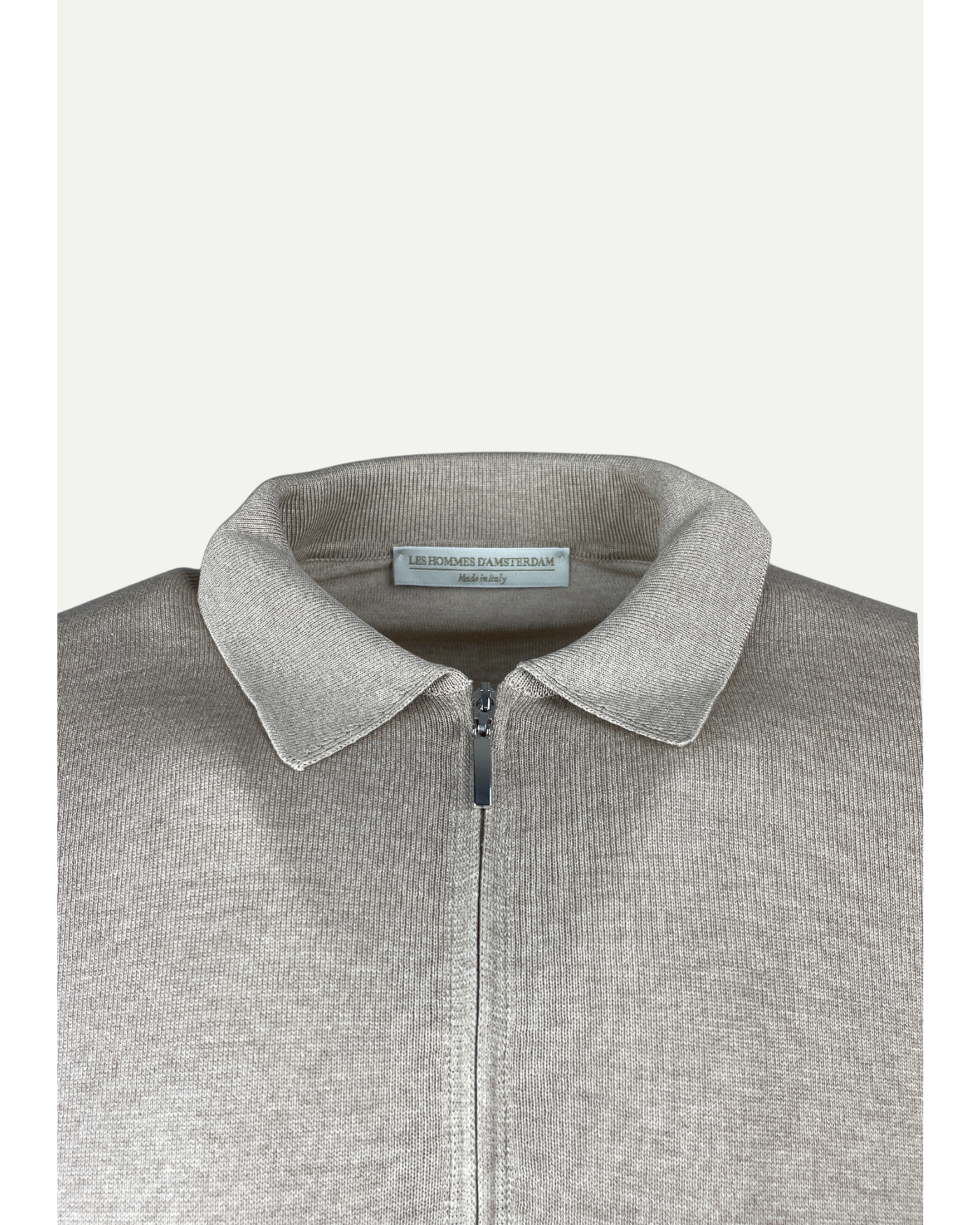 Polo short sleeve - Half zip - Silk - Taupe