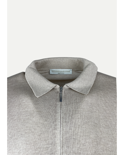 Polo short sleeve - Half zip - Silk - Taupe