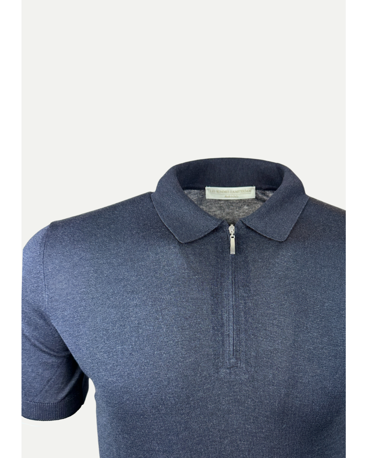 Polo short sleeve - Half zip - Silk - Navy