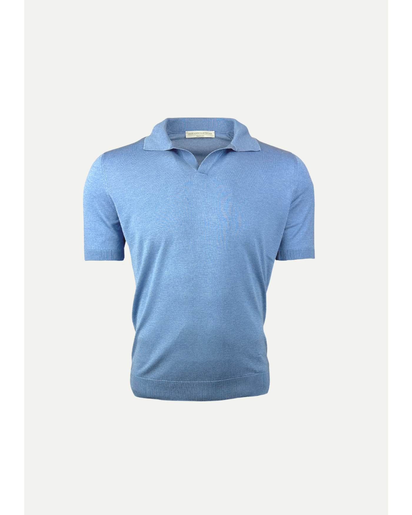 Les Hommes d'Amsterdam - Polo short sleeve silk - Light blue