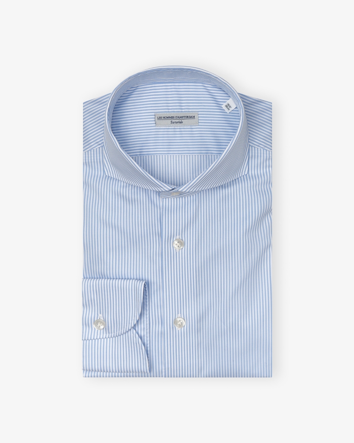 LES HOMMES D'AMSTERDAM LHDA x Thomas Mason - Shirt modern fit - L. blue Stripes