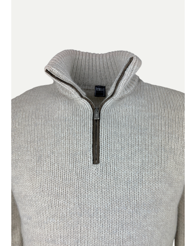Fedeli - Half zip knitted sweater - Taupe melange