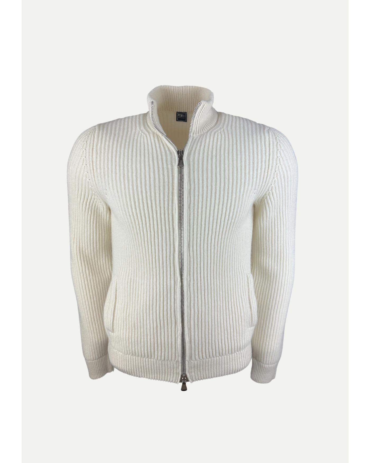 Fedeli - Full zip cashmere - Cream white