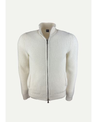 Fedeli - Full zip cashmere - Cream white