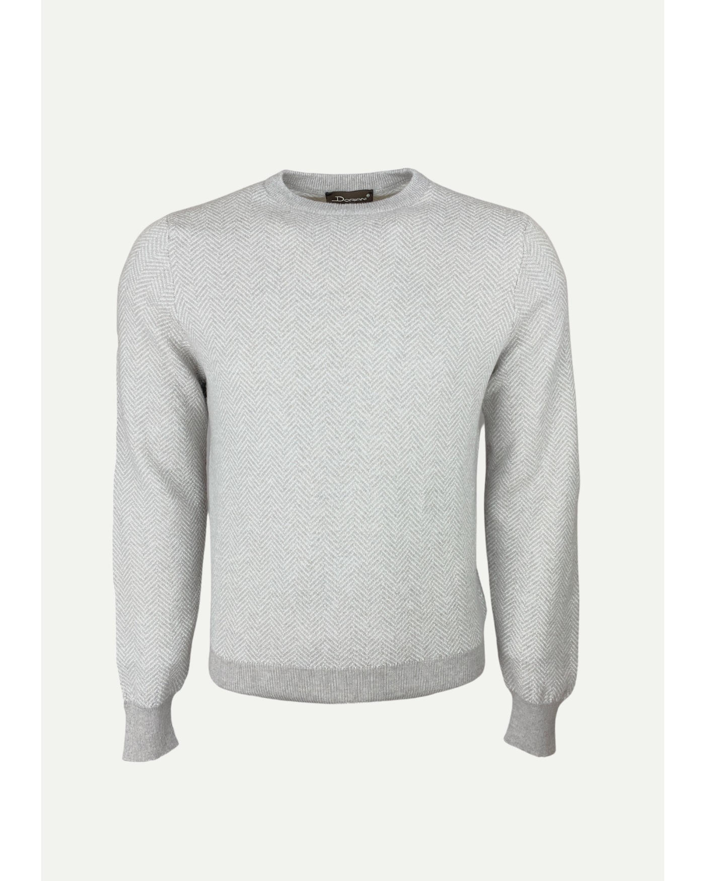Doriani Cashmere - Round neck herringbone sweater cashmere - Taupe