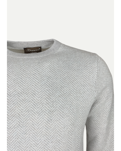 Doriani Cashmere - Round neck herringbone sweater cashmere - Taupe