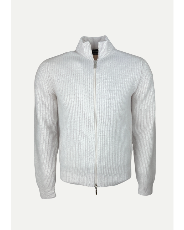DORIANI CASHMERE Doriani Cashmere - Full zip wool-cashmere - Offwhite
