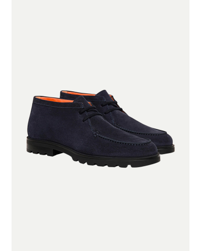 Santoni - Suede desert boot laces - Navy