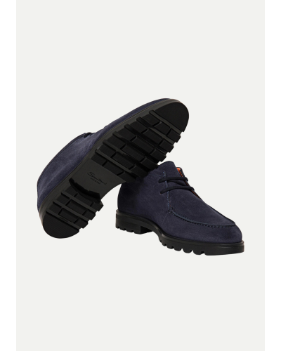 Santoni - Suede desert boot laces - Navy