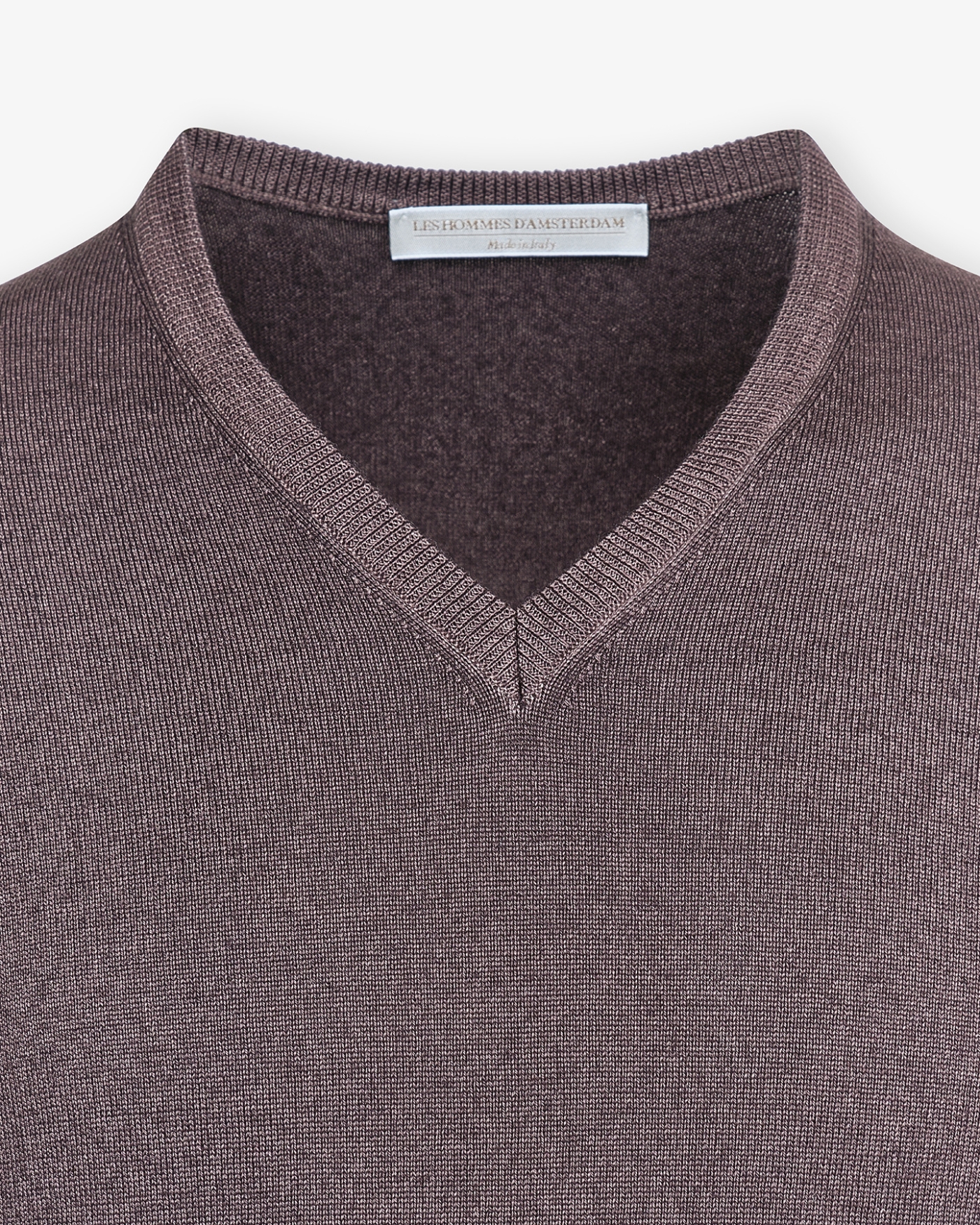 LHDA - V-neck virgin wool - Washed - Dark brown
