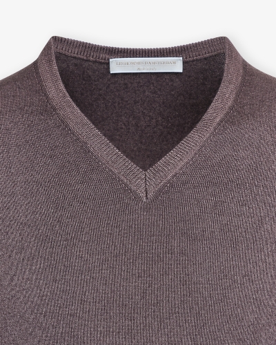 LHDA - V-neck virgin wool - Washed - Dark brown