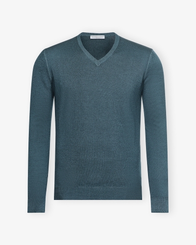 LHDA - V-neck virgin wool - Washed - Green