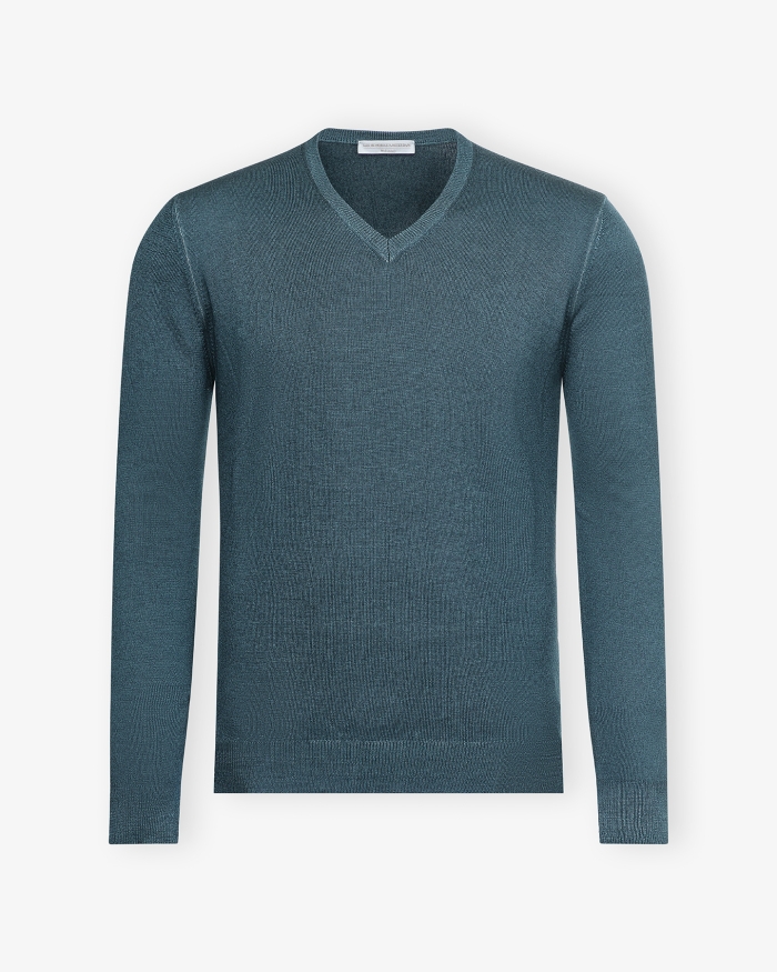 LES HOMMES D'AMSTERDAM LHDA - V-neck virgin wool - Washed - Green