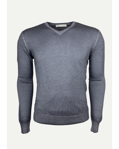 V-neck virgin wool - Washed - Dark grey