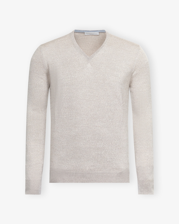 LES HOMMES D'AMSTERDAM LHDA - V-neck - Virgin wool - Taupe