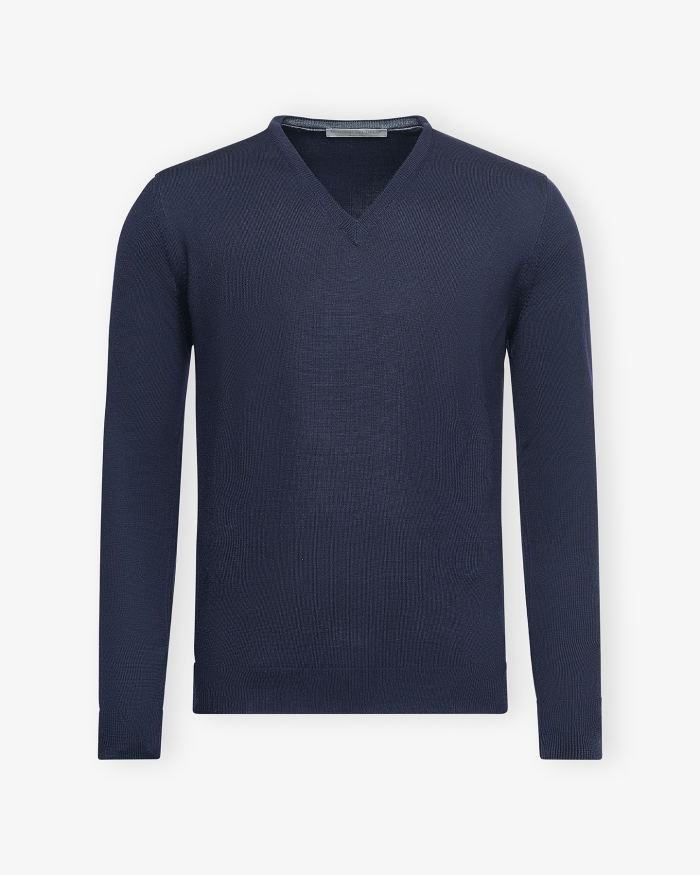 LES HOMMES D'AMSTERDAM LHDA - V-neck - Virgin wool - Navy