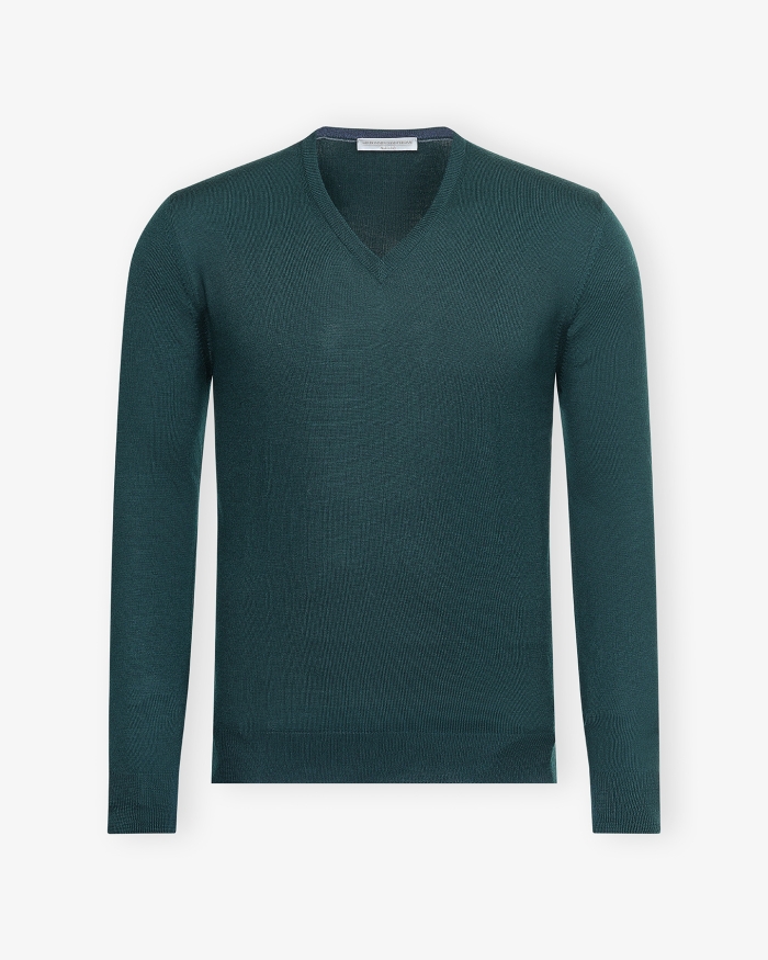 LES HOMMES D'AMSTERDAM LHDA - V-neck - Virgin wool - Green