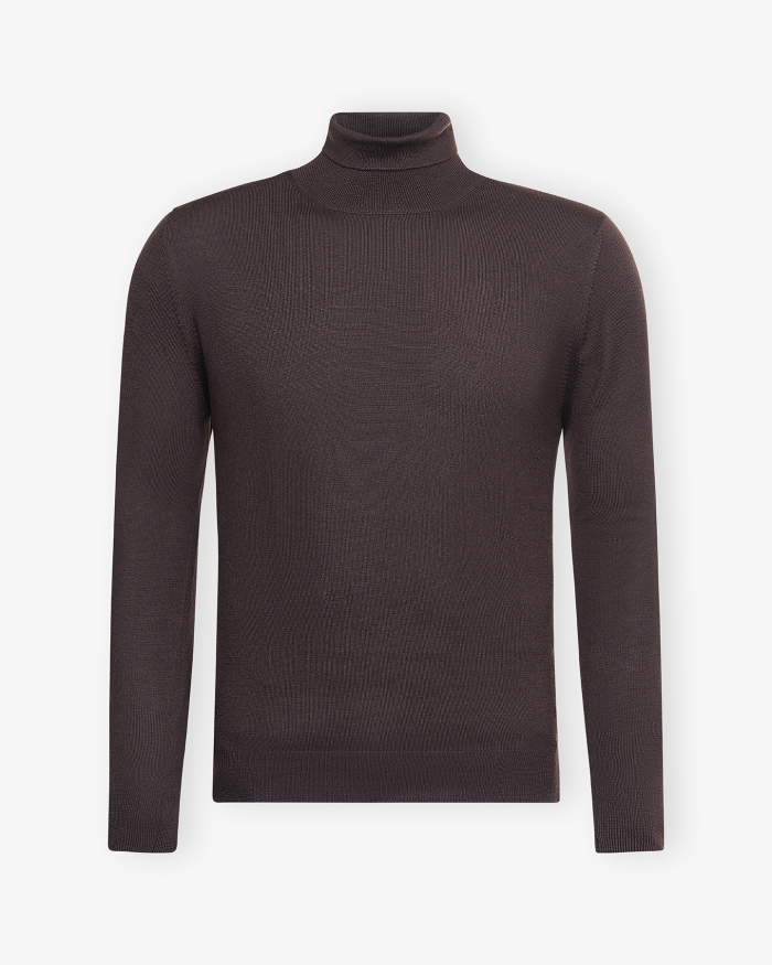 LES HOMMES D'AMSTERDAM LHDA - Turtleneck virgin wool - Dark brown