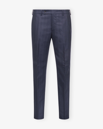 Berwich - Trousers pinstripe flannel with stretch - Navy