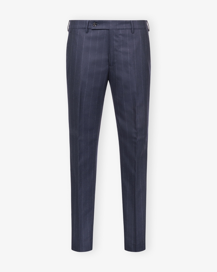 BERWICH Berwich - Trousers pinstripe flannel with stretch - Navy