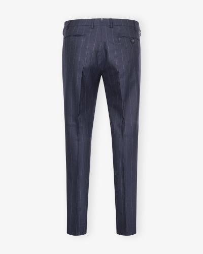 Berwich - Trousers pinstripe flannel with stretch - Navy