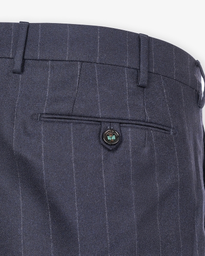 Berwich - Trousers pinstripe flannel with stretch - Navy
