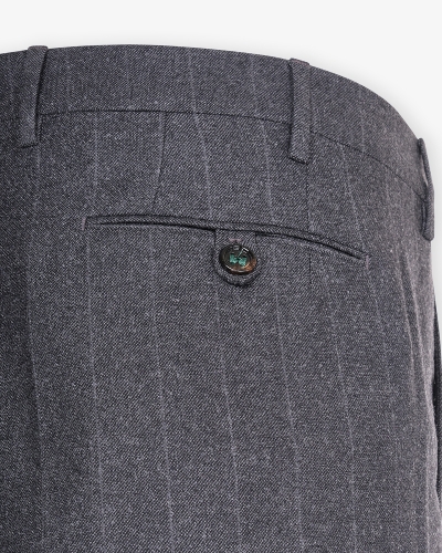 Berwich - Trousers pinstripe flannel with stretch - Grey