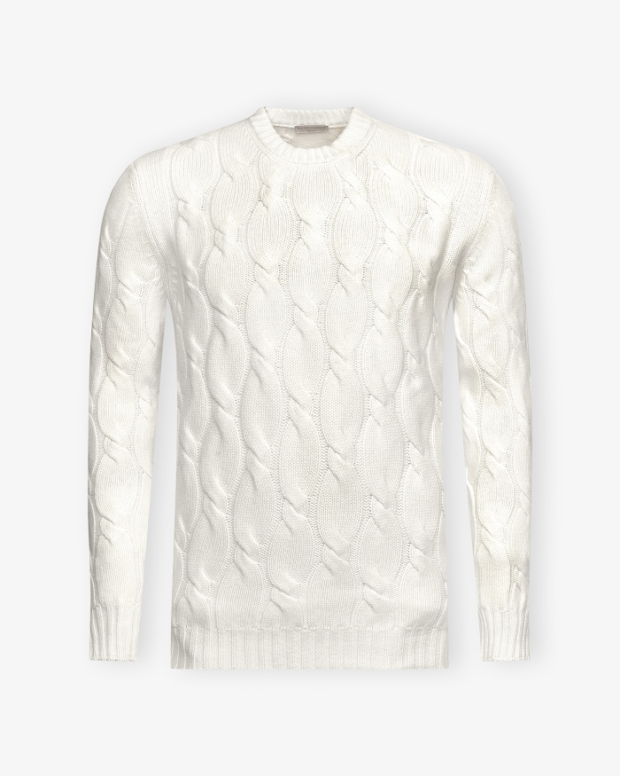 LES HOMMES D'AMSTERDAM LHDA - Round neck - Wool cashmere - Offwhite