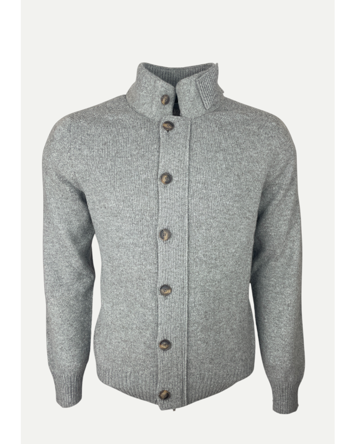 LES HOMMES D'AMSTERDAM LHDA - Vest virgin wool - Zipper and buttons - Greige