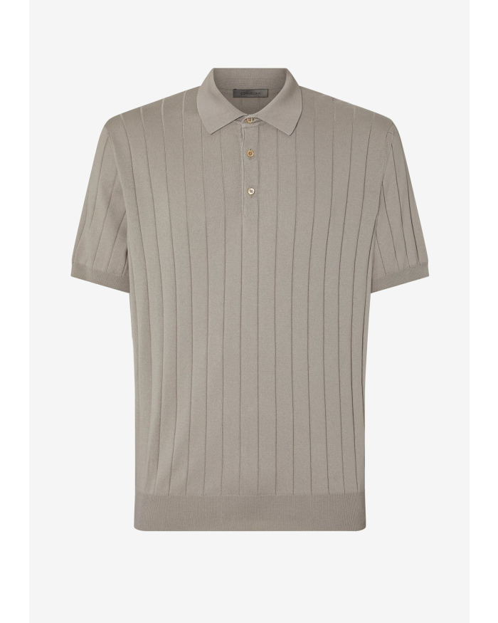 CORNELIANI Corneliani - Polo ribbed pima cotton - Greige