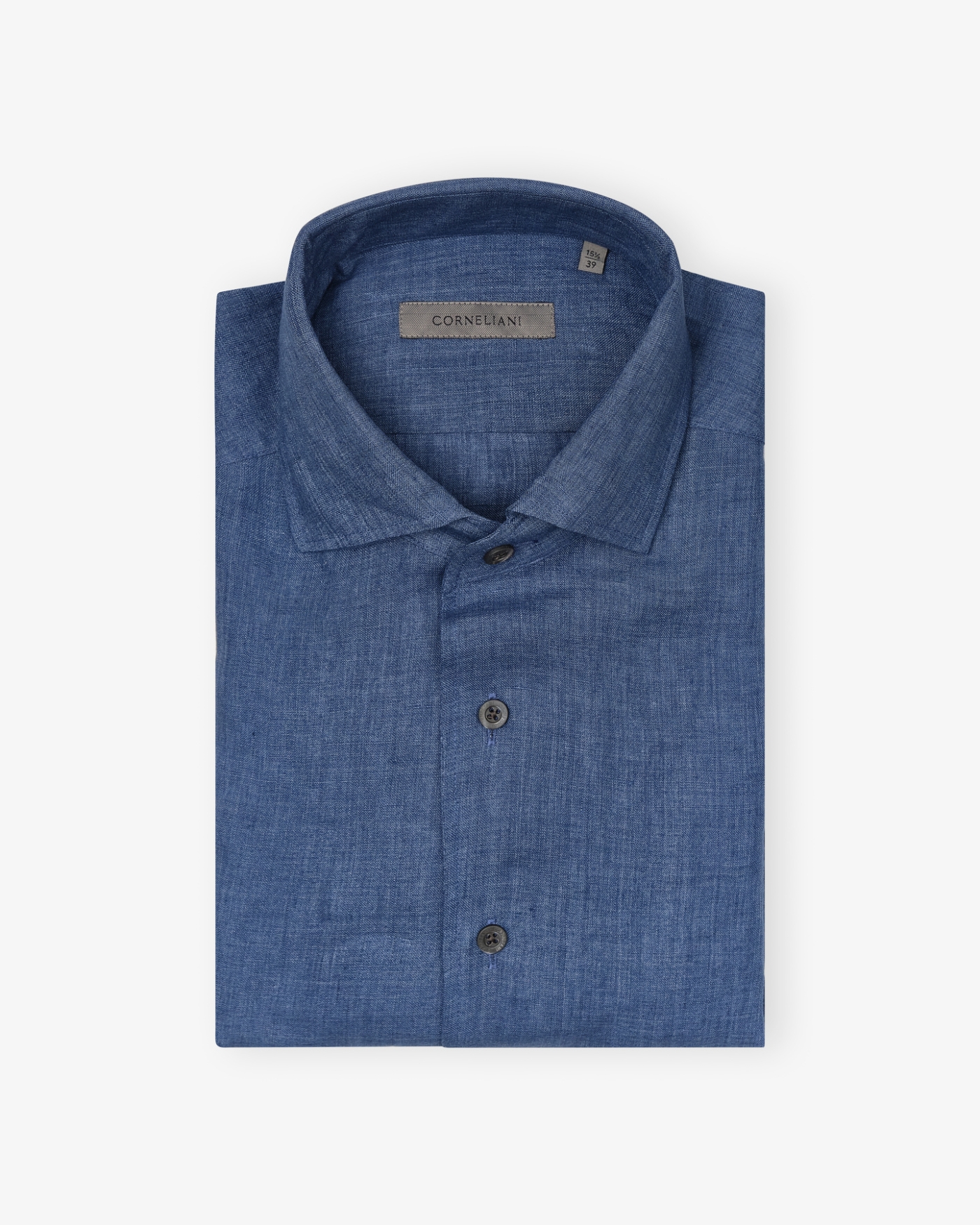 Corneliani - Shirt one piece collar linen - Blue