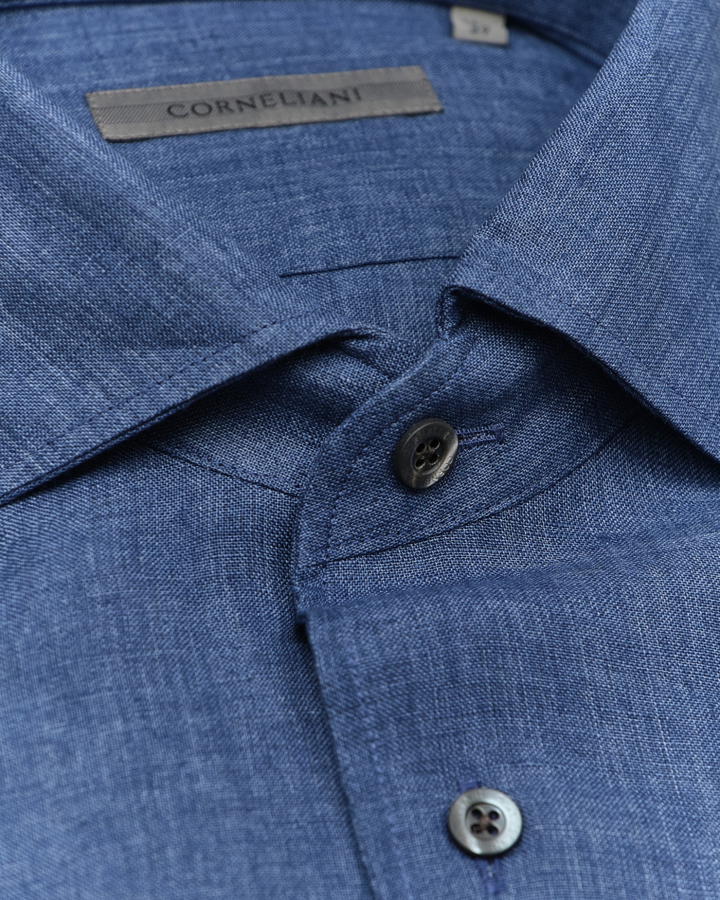 Corneliani - Shirt one piece collar linen - Blue