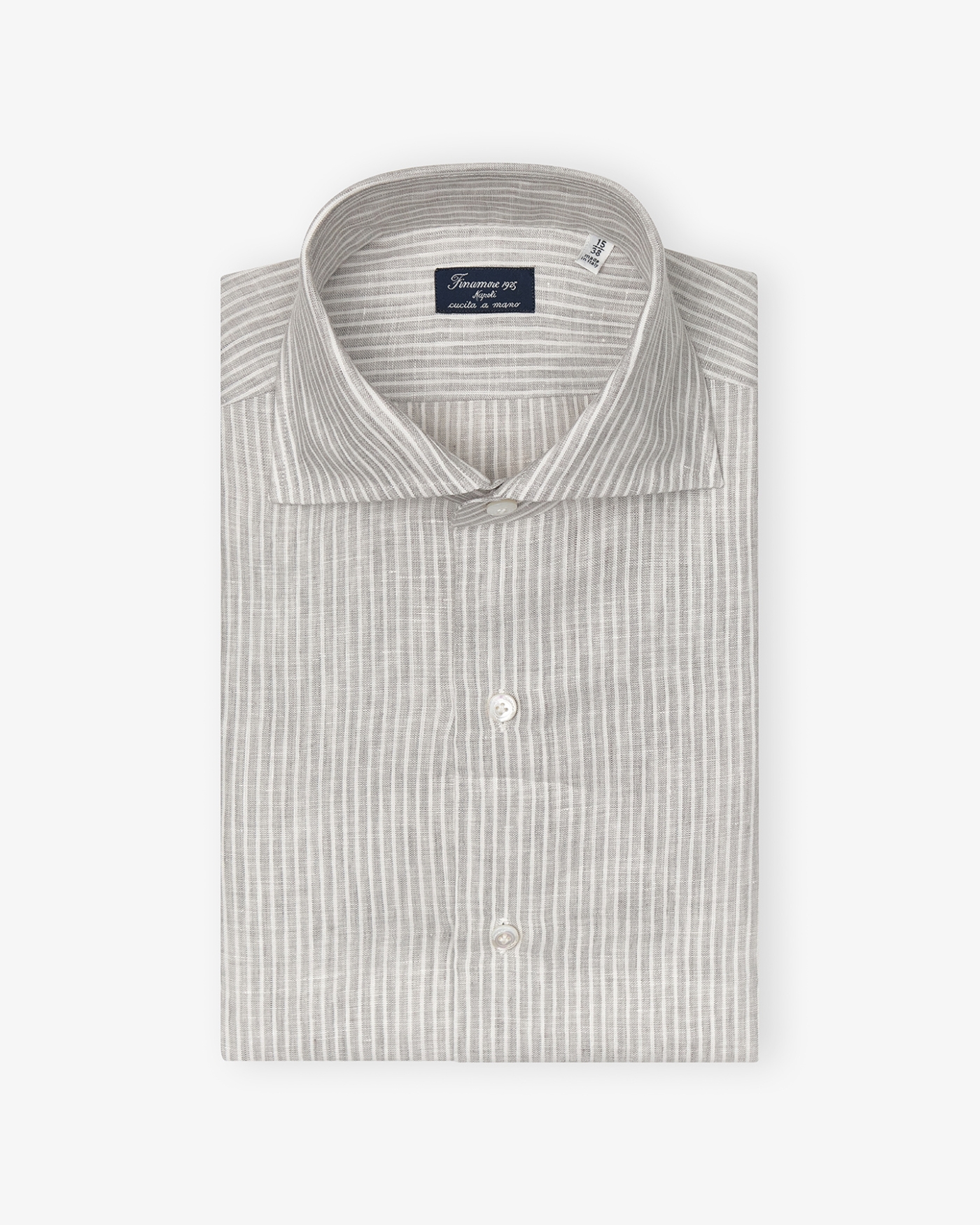 Finamore - Shirt stripes linen - White-grey