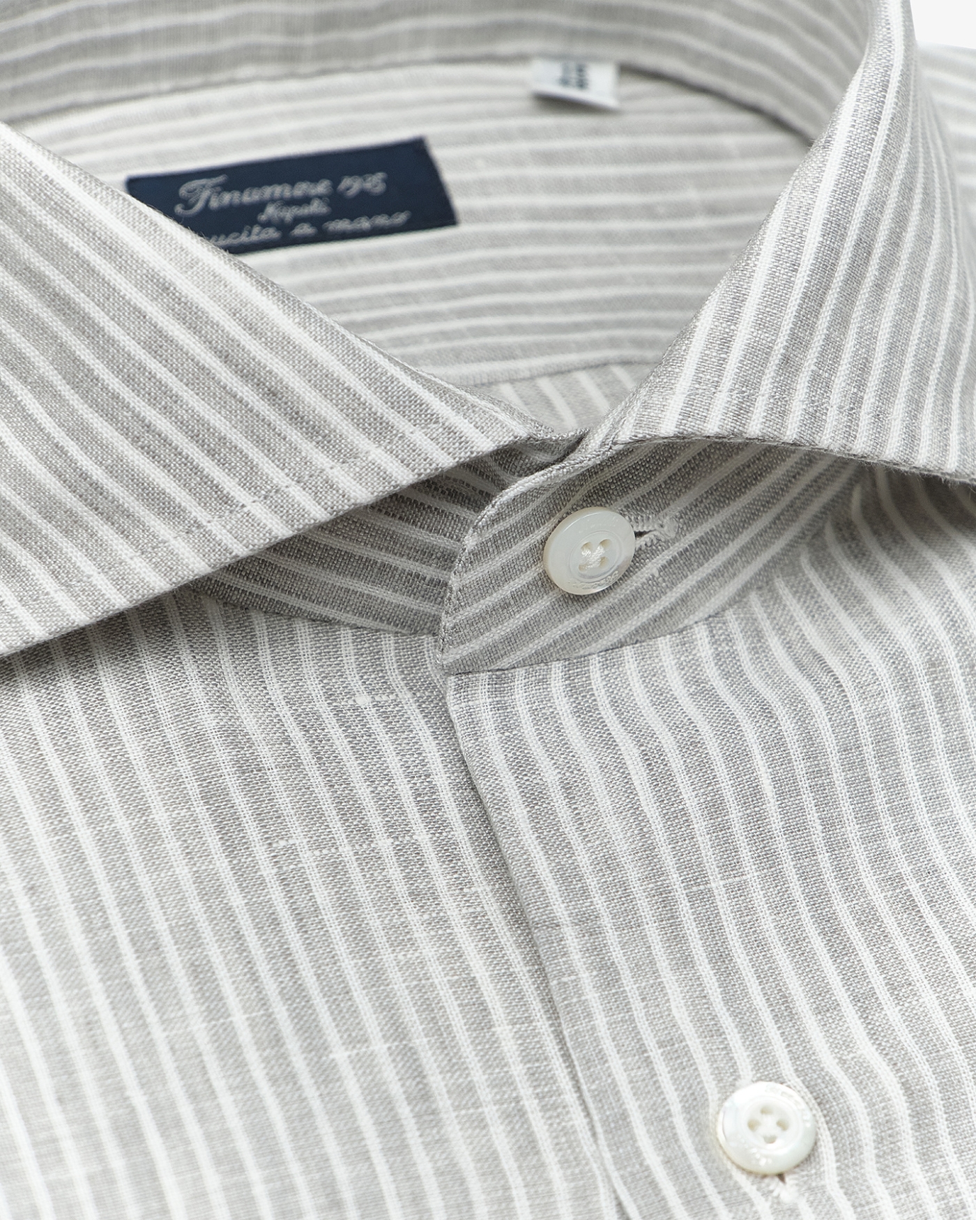 Finamore - Shirt stripes linen - White-grey