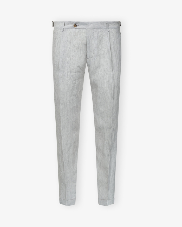 BERWICH Berwich - Trouser linen retrolong - Light grey