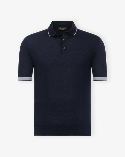 DC - Polo short sleeve - cotton cashmere silk - Navy