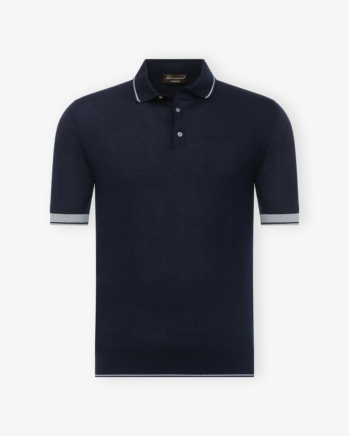 DORIANI CASHMERE DC - Polo short sleeve - cotton cashmere silk - Navy
