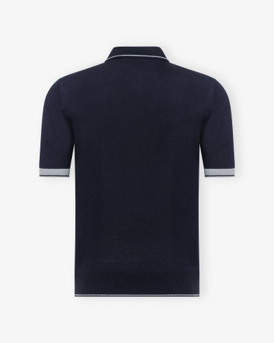 DC - Polo short sleeve - cotton cashmere silk - Navy