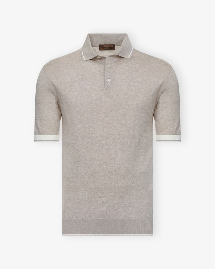 DORIANI CASHMERE DC - Polo short sleeve - cotton cashmere silk - Taupe