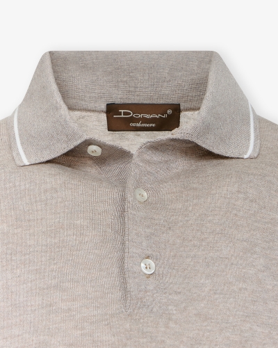 DC - Polo short sleeve - cotton cashmere silk - Taupe