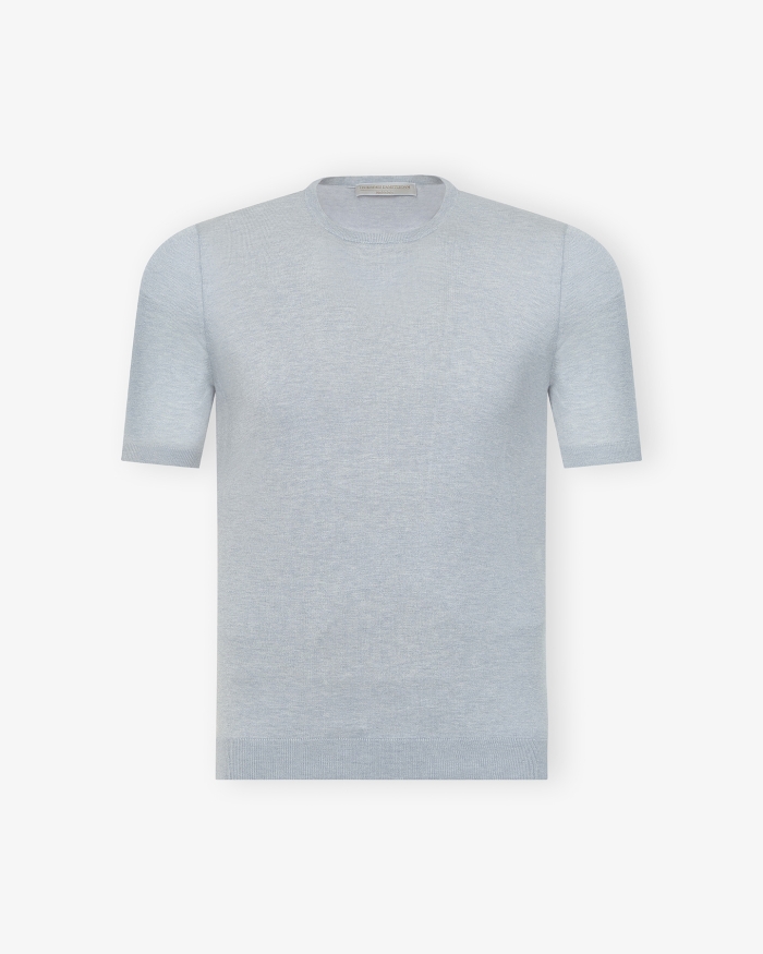 LES HOMMES D'AMSTERDAM LHDA - T-shirt round neck - Silk - Light grey