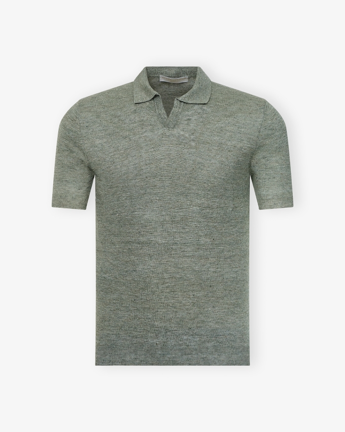 LES HOMMES D'AMSTERDAM LHDA - Polo short sleeve linen - Green