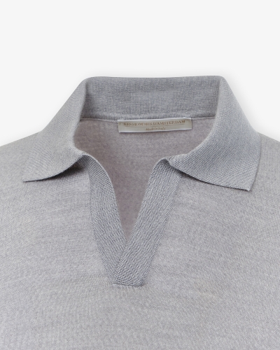 LHDA - Polo long sleeve - Extrafine merino wool - Light grey