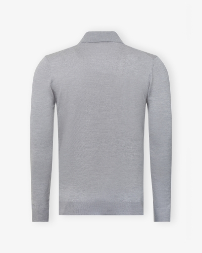 LHDA - Polo long sleeve - Extrafine merino wool - Light grey