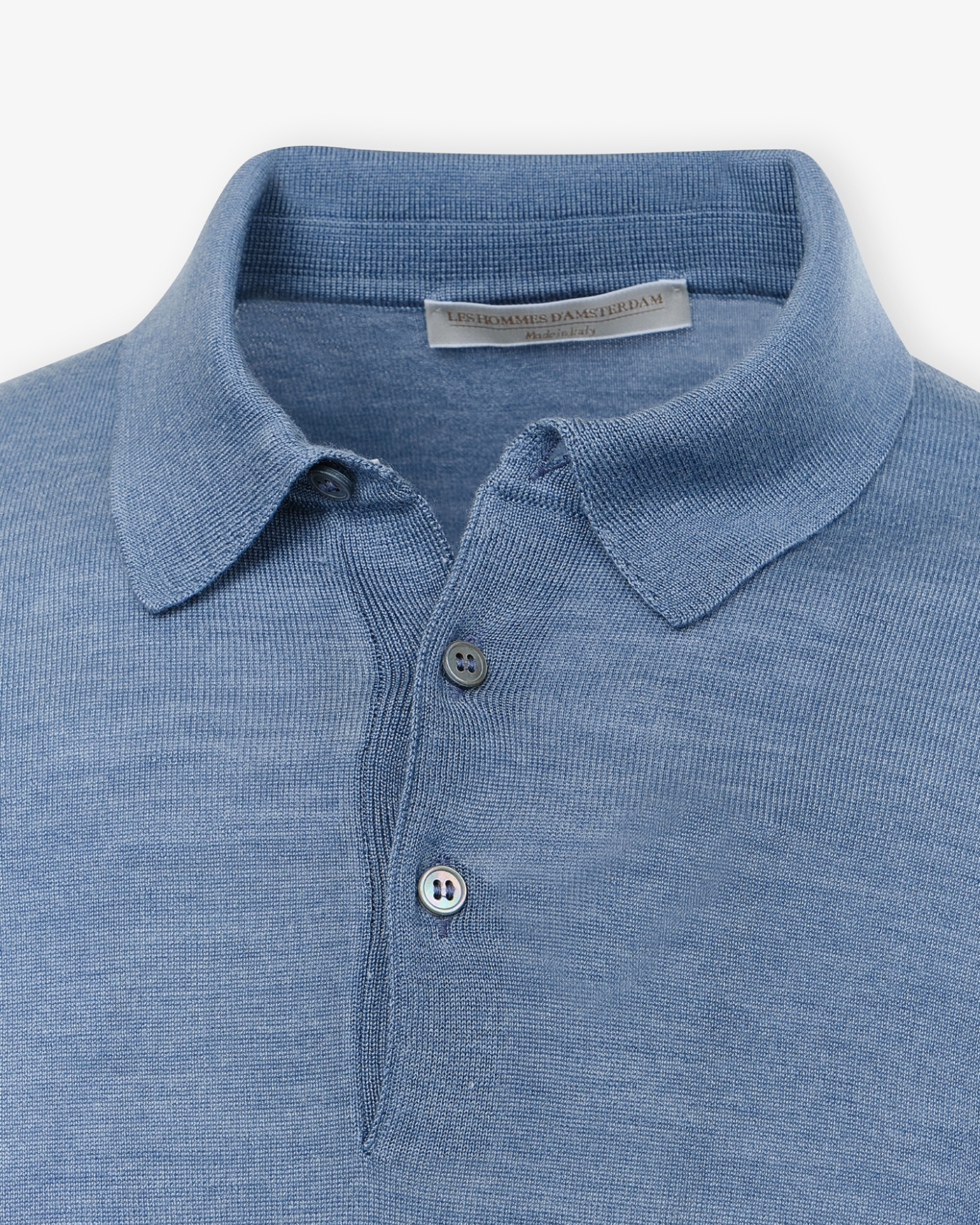 LHDA - Polo long sleeve silk and summer wool - Light blue