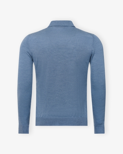LHDA - Polo long sleeve silk and summer wool - Light blue